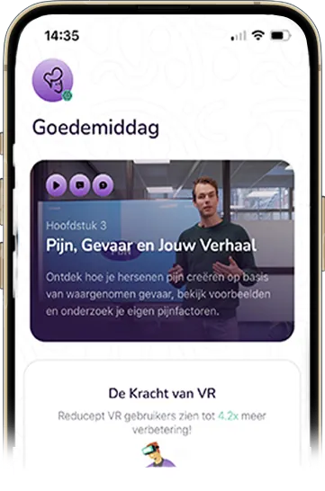 Pijnvrij VR training app interface voor chronische pijnbestrijding zonder medicatie